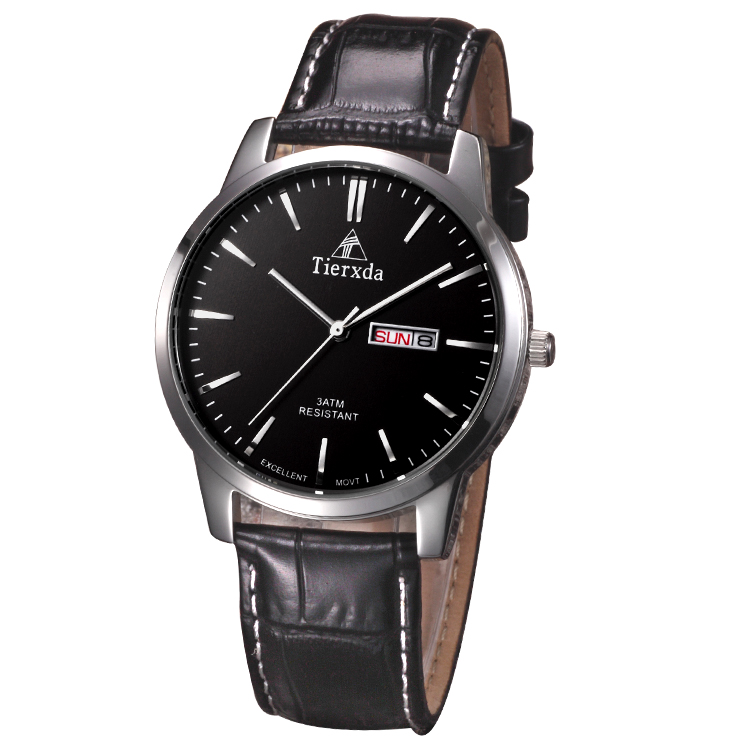 帝达时（Tierxda）手表石英表 简约皮带商务男士手表 双日历时尚男表6016M-2P