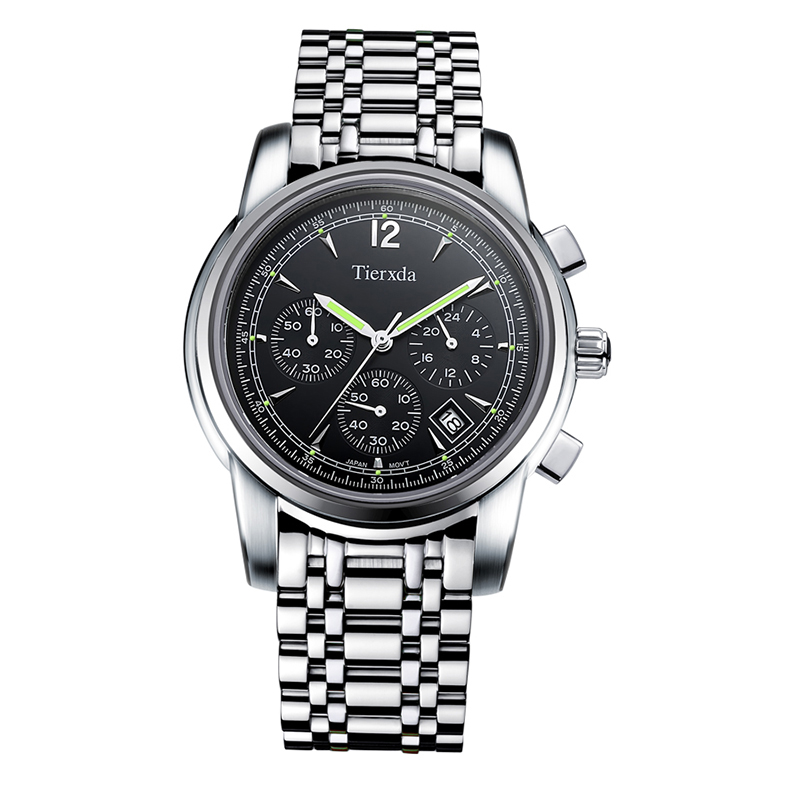帝达时（Tierxda）手表 防水夜光日历男士手表 时尚运动钢带男表 6100G
