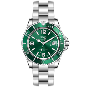 BOSS品牌手表  大表盘防水日历石英绿水鬼钢带商务男表