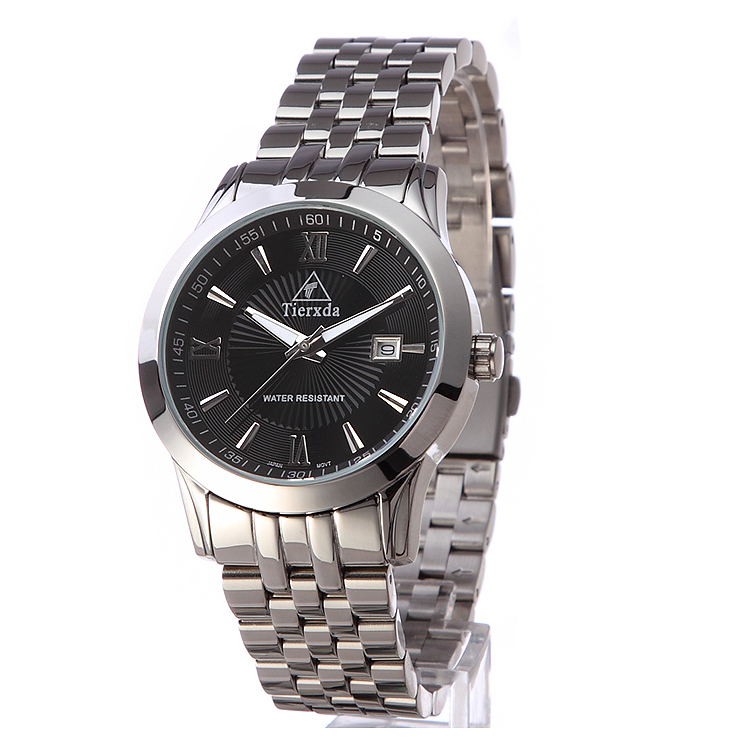 帝达时（Tierxda）手表 休闲时尚情侣手表一对 日历钢带情侣表8002GL