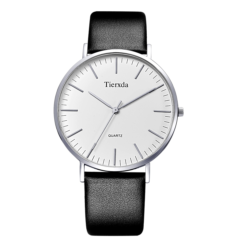 帝达时（Tierxda）手表石英表 简约皮带蓝宝石玻璃男士手表 薄装男表6047G 